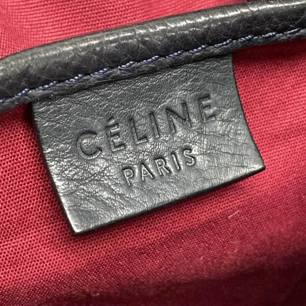 Celine Macadam Shoulder Bag Light gray Dark Navy Jacquard Leather - Picture 8 of 15